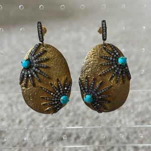 Gold and Turquoise Statement Earrings